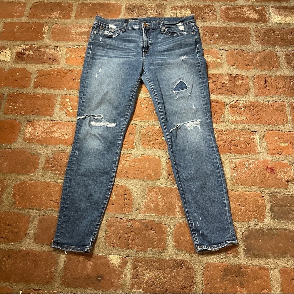 J.Crew Toothpick Skinny Denim Jeans Women's 32 Blue Low Rise Distressed